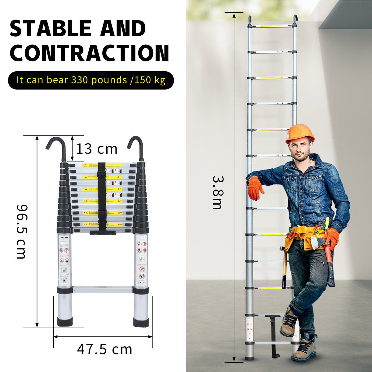 Aluminum Telescopic Ladder | Loft Ladder 3.8M/12.5FT | Step Ladder ...