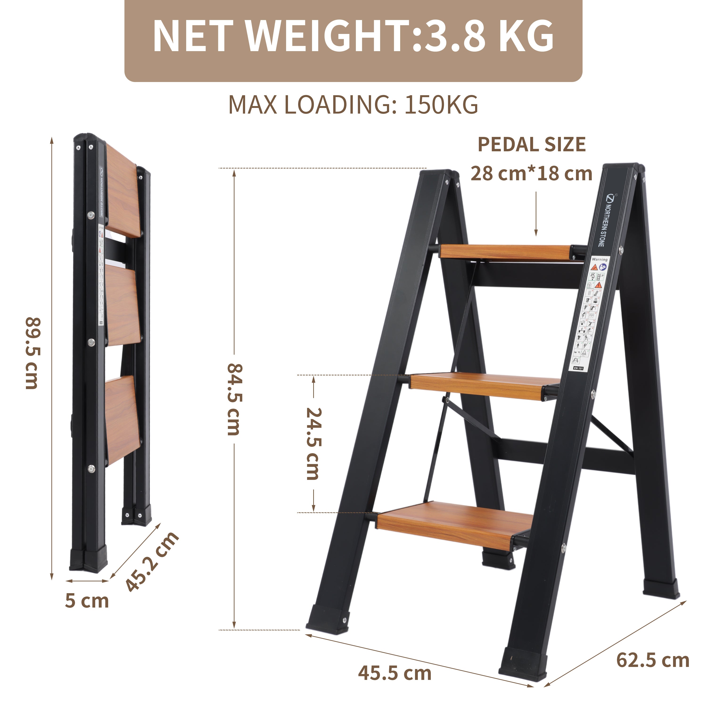 3 Steps aluminum step ladder - 0