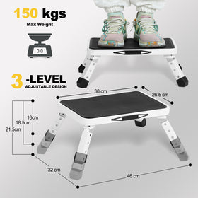 3 Levels Adjustable Folding Step Stool - 0
