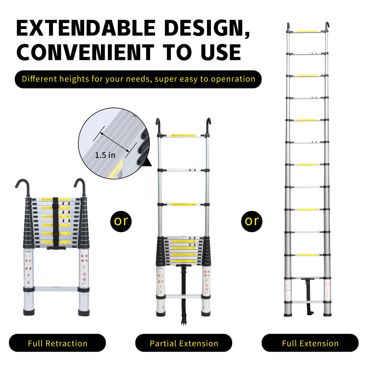 Aluminum Telescopic Ladder | Loft Ladder 3.8M/12.5FT | Step Ladder ...