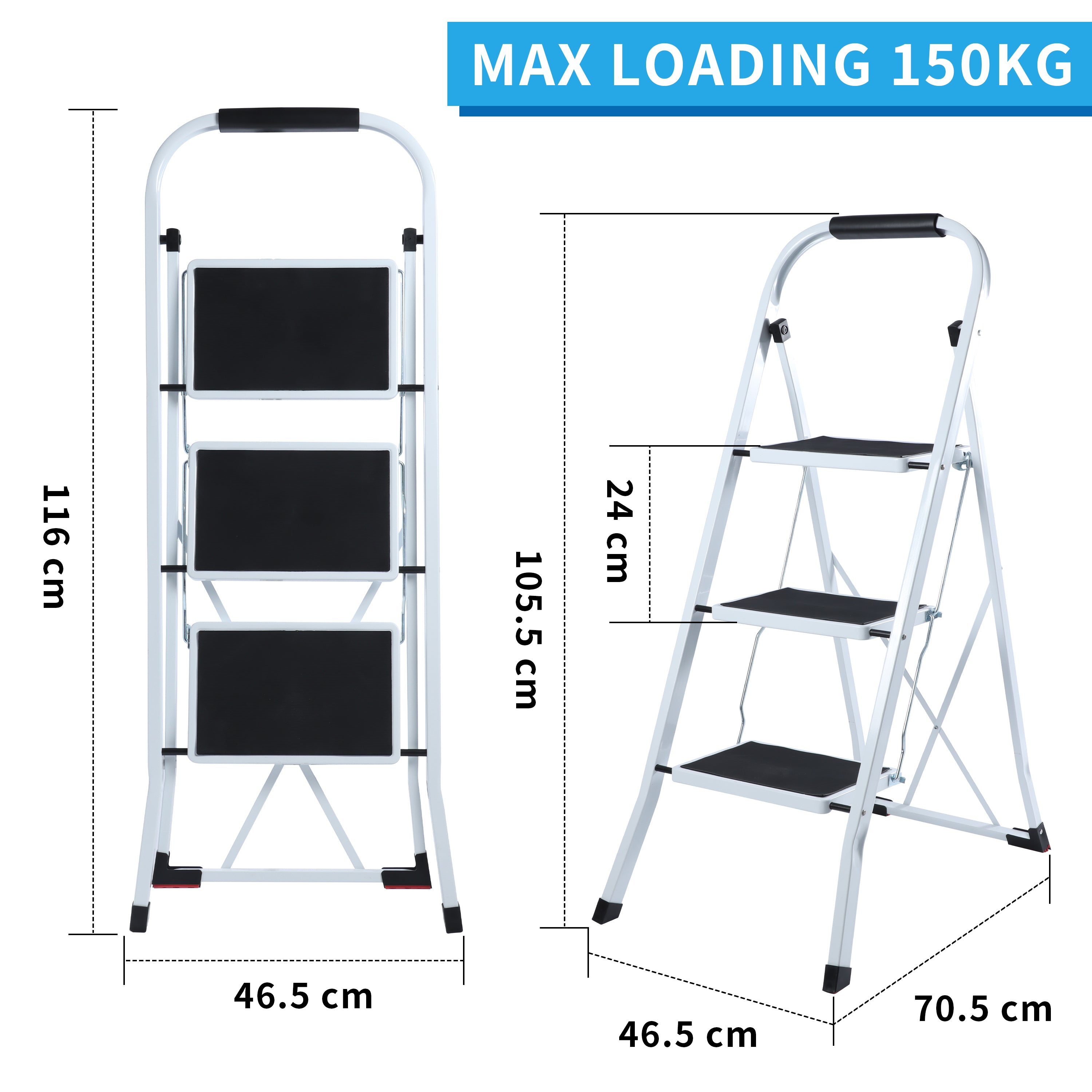 Folding 3 Step Ladder | Step Ladder 3 Step | NORTHERN STONE®